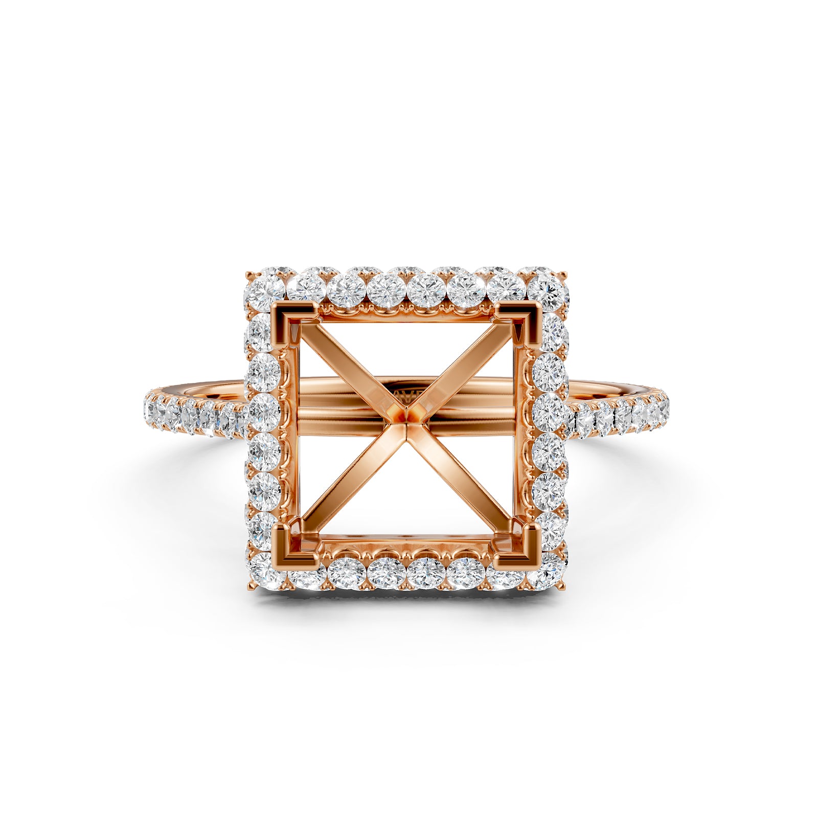 Double Halo Semi Mount Lab Grown Diamond Engagement Ring 0.53 Ct.